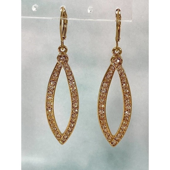 Joan Rivers Earrings Rhinestones Drops Dangles Gold Tone - Picture 2 of 8